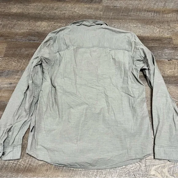 Patagonia Shirt Mens medium gray Organic Cotton Chambray Button up Long Sleeve - Picture 7 of 7